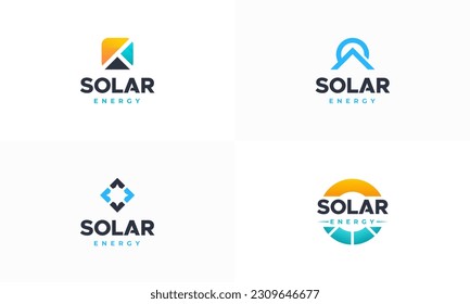 Set of Solar Energy Logo designs concept vector, Solar Energy with roof logo template