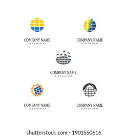 Set solar energy logo vector template