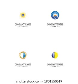 Establecer la plantilla del vector del logotipo de la energía solar