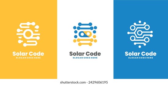 Set of solar energy logos template, vector illustration