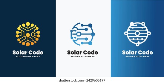 Set of solar energy logos template, vector illustration