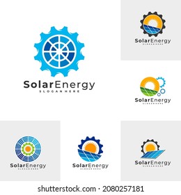 Set of Solar Gear logo vector template, Creative Solar panel energy logo design concepts