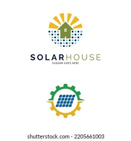 Set of Solar House Icon Vector Logo Template Illustration Design
