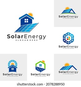 Set of Solar house logo vector template, Creative Sun energy logo design concepts