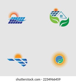 set of Solar logo energy icon vector design