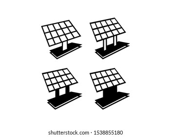 Set of Solar Panel Icon in Black Style. Consist of Four Icon Image Isolated on White Background. Vector Illustration.