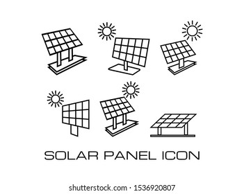 Set of Solar Panel Icon in Line Style. Consist of Six Icon Image Isolated on White Background. Vector Illustration.