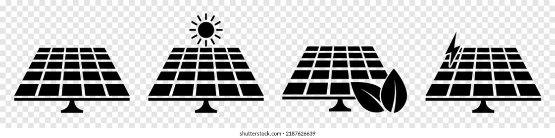 Conjunto de iconos del panel solar. Ilustración del vector aislada en fondo transparente 

