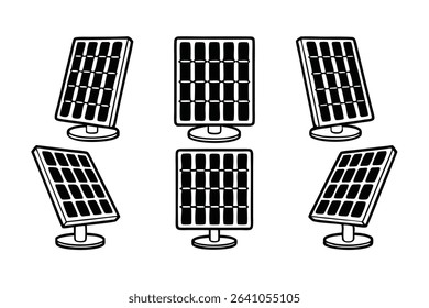 Set of Solar Panel Illustrations in Different Orientations. 