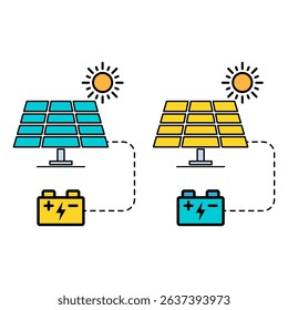 Set of Solar panel system icon, green power technology, ecology energy vector illustration .