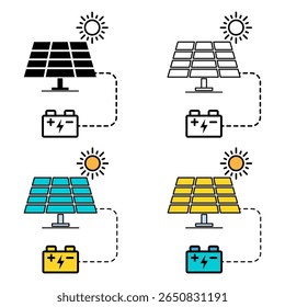 Conjunto de icono del sistema del panel solar, tecnología de energía verde, Ilustración vectorial de energía de la ecología .