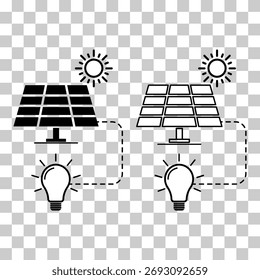 Conjunto de icono del sistema del panel solar, tecnología de energía verde, Ilustración vectorial de energía de la ecología .