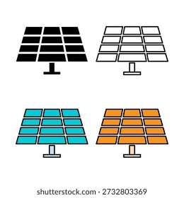 Set of Solar panel system icon, green power technology, ecology energy vector illustration .