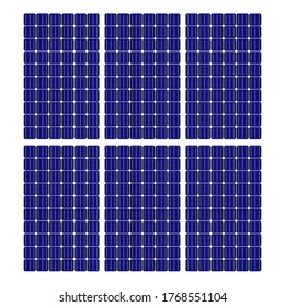 Set of solar Panels, For backgrounds. Solar cell. Detailed vector illustration of blue silicon photovoltaic electric solar panel texture.