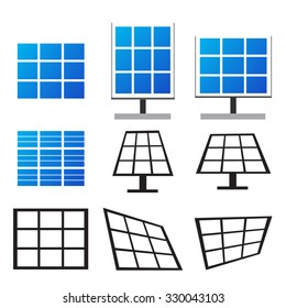 Set of solar panels in many style , Vector