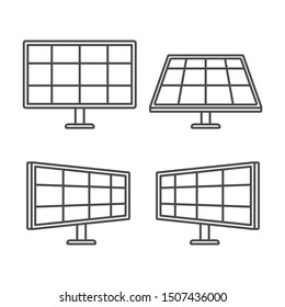 Set of solar panels on a white background. Alternative energy. Flat style icons. Vector illustration.