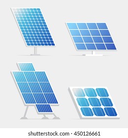 Set of solar panels. Vector illustration
