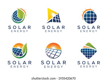 Set of Solar Power Energy Logo Design