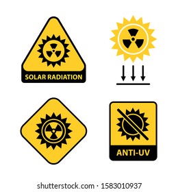 Set of solar radiation icons. flat vector illustration.