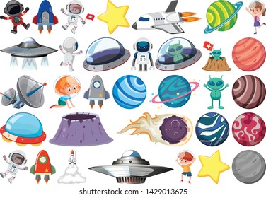 Set of solar system illustration