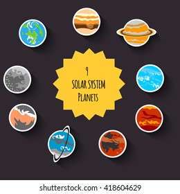 Set of solar system planets.