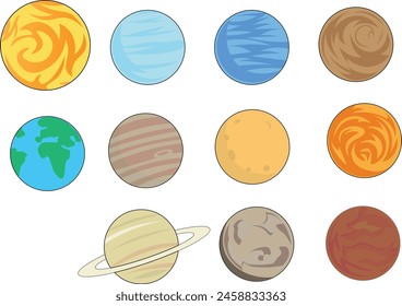 Set of Solar system planets icons. set of icons in the shape of the planets of the solar system