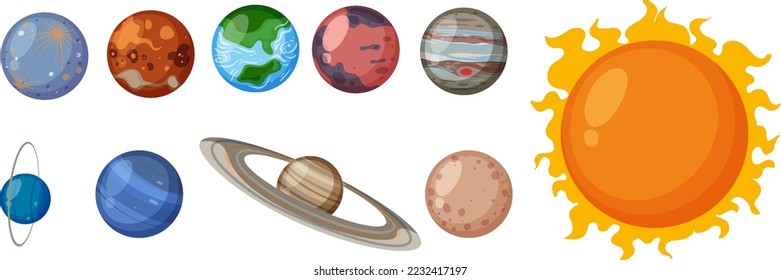 Set of solar system planets illustration