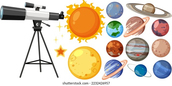 Set of solar system planets illustration