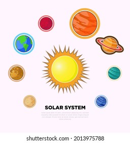 set of solar system vectors with beautiful colors for children's learning