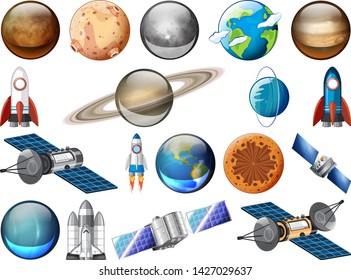 Set of solar systems illustration