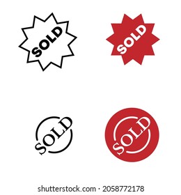 set of sold label in flat style
