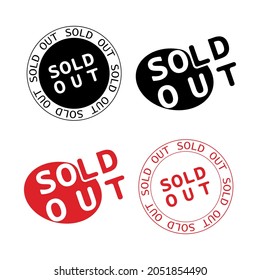 Set of Sold Out Stamp Label . Black and Red Rating Sold Out Stamp Badge, Emblem Logo for Done Deal Buy Sell Product Online Store Isolated on White Background. Design Vector Icon Illustration.