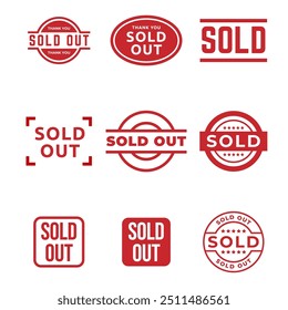 Set of Sold stamp logo. Vector illustration for web design