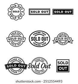 Set of Sold stamp logo. Vector illustration for web design