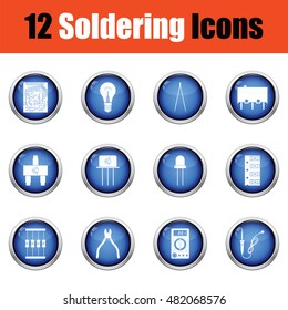 Set of soldering  icons.  Glossy button design. Vector illustration.