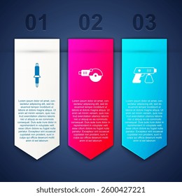 Set Soldering iron, Angle grinder and Paint spray gun. Business infographic template. Vector