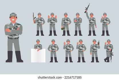 Soldado con diferentes poses