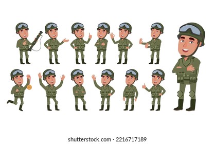 Satz Soldat mit unterschiedlichen Posen