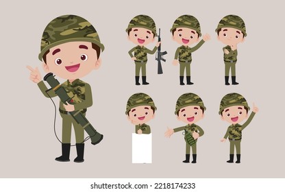 Satz Soldat mit unterschiedlichen Posen