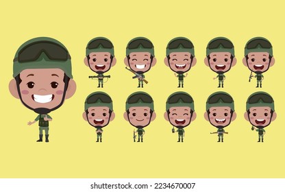 Satz Soldat mit unterschiedlichen Posen