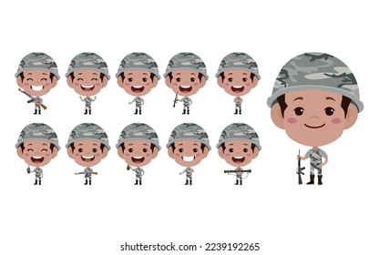 Satz Soldat mit unterschiedlichen Posen