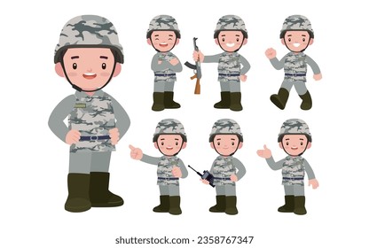 Set of soldier with different poses