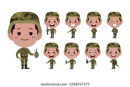 Satz Soldat mit unterschiedlichen Posen