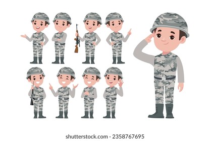 Satz Soldat mit unterschiedlichen Posen