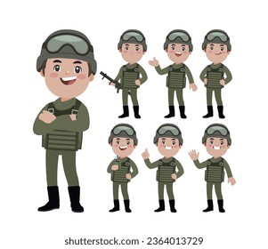 Set of soldier with different poses