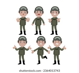 Satz Soldat mit unterschiedlichen Posen