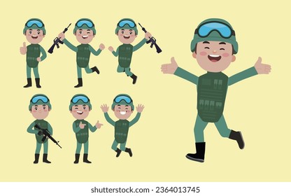 Satz Soldat mit unterschiedlichen Posen