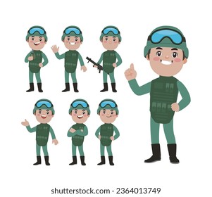 Set of soldier with different poses