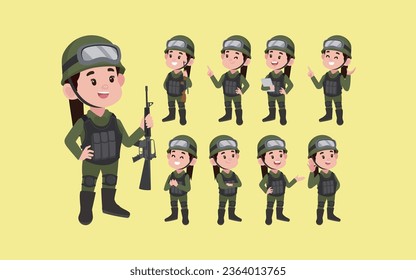 Set of soldier with different poses