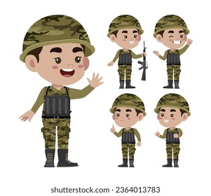 Satz Soldat mit unterschiedlichen Posen